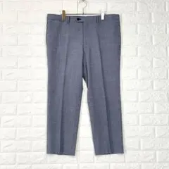 エレクール【W94】青 チェック スラックス 吸汗速乾 通気性 春秋 ビジネス