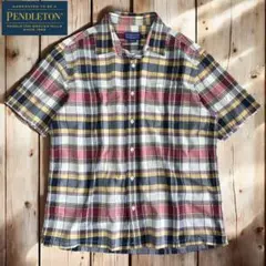06M067◯PENDLETON マドラス 半袖 ボックスシルエット シャツ Lのサムネイル