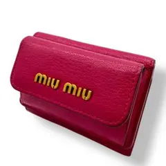 MIUMIU 財布 ナッパインプントゥーレ ピンク L字ファスナー 三つ折り