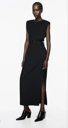 ZARA ワンピース　ノースリーブ、ロング、黒、Sサイズ