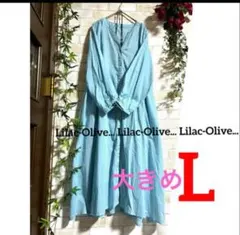 6562新品⭐️L〜LL/3L＊刺繍入りふんわりシアー透け感ワンピース大きいサイズ