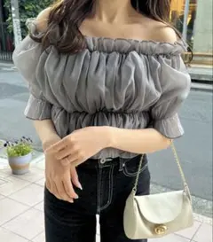 GRLシアーギャザーショート丈ブラウス[tu541]