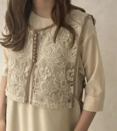 【apres jour clair】レースベスト　チュニックセット　ブラウン