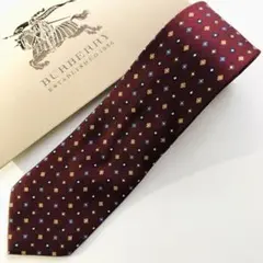 バーバリーロンドン ネクタイ 小紋柄 ワインレッド