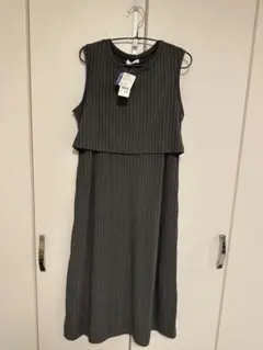 新品 リブ編み マタニティウェア ワンピース グレー