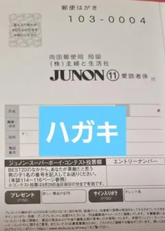 JUNON 11月号 応募ハガキ1枚
