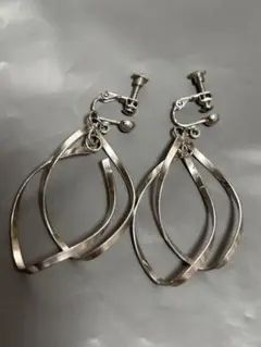 シルバー ダブルレイヤー フープイヤリング