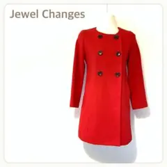ジュエルチェンジズ ウール コート ノーカラー 赤 M レディース