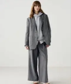 【新品】UNIQLO Cツイードオーバーサイズジャケット&タックワイドパンツ