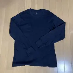 美品UNIQLO 濃紺 長袖Tシャツ 綿100% L