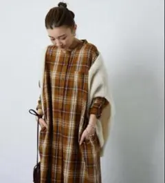 フリークスストア　ロングシャツワンピース　チェック　サイドスリット