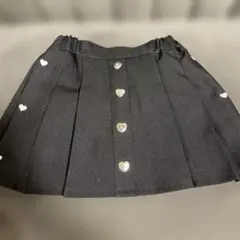 120cm ハートボタン付き黒プリーツスカート