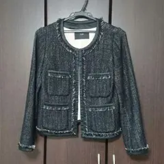 ツイードジャケット ノーカラージャケット