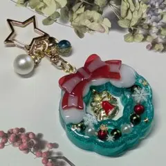 ❨No.39❩ クリスマス リース　シャカシャカ シェーカー キーホルダー