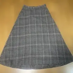 レディースフレアスカート グレー系チェック柄 Ｌサイズ.