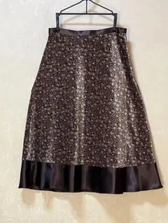 【美品】フレアスカート M 茶色の花柄