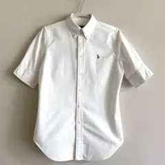 ポロ ラルフローレン 半袖シャツ 白 ポニー刺繍 S(160/84A) 綿100