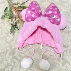 ミニーマウス フリース　帽子 ファンキャップピンク　レア　ディズニーリゾート