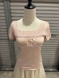 姫系 レース フリルTシャツ ガーリー ピンク ロリータ 平成姫ギャル 森ガール