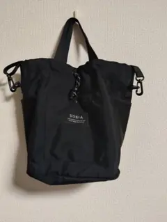 SOBIA ドローストリング トートバッグ ブラック 巾着 ショルダー対応