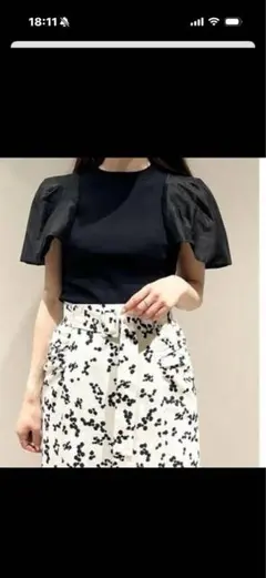 SNIDEL ブラック パフスリーブ ニット