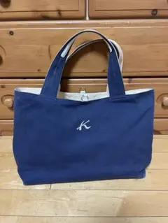 ネイビー キャンバストートバッグ K刺繍