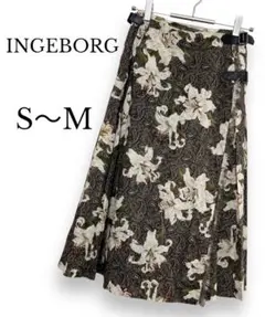 INGEBORG インゲボルグ ラッププリーツスカート ペイズリー×フラワー
