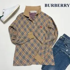 Burberrys バーバリー 長袖 ポロシャツ ホースロゴ ノバチェック M