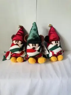 ディズニー クリスマス限定 ミッキー ぬいぐるみ 3体セット 新品 タグ付き