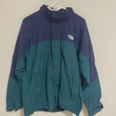 【ザ・ノースフェイス】 Mマウンテンパーカー ネイビー×グリーン フード付き