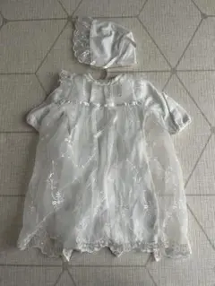 ベビードレス　退院着　ホワイト刺繍セレモニードレス 50〜70