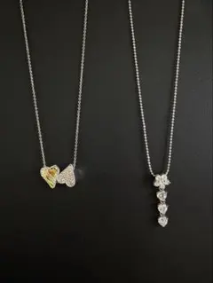 シルバー ハート型ネックレス 2点セット