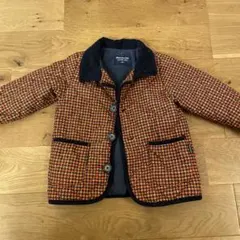 Moujonjon オレンジ・黒 チェック柄 ジャケット 90