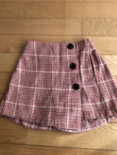 チェック柄ボタン付きキュロット