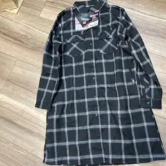 FieldCore 撥水加工 ブラックチェック ロングシャツ LL