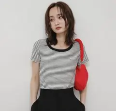 ラウンドネックリブTシャツ　SENSE OF PLACE ボーダーのサムネイル