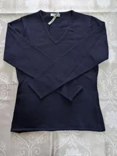 ANNALUNA のネイビーのVネック 長袖セーター