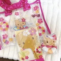 日焼けキティ　あたりくじ　手鏡　マスコット　クリアトートバッグ