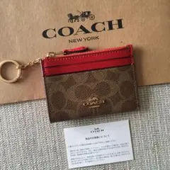 新品 COACH コーチ 定価23,100円 レザー コイン パス IDケース