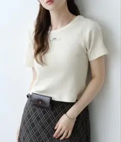 タグ付き新品未使用 ニットタグリブTEE カスタネ
