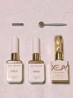 【新品同様】マグネットジェルネイル2本＋ジェルネイル1本＋ネイル用強力マグネット