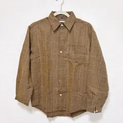 チェック シャツ メンズ 長袖 M ブラウン　春　秋　冬