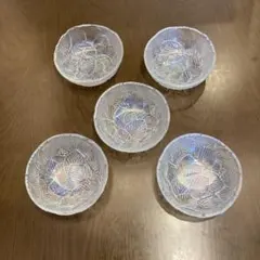 ガラス製葉模様皿5個セット