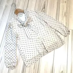 【美品】水玉　ドット　ボウタイ　ブラウス ベージュ✖️ブラック　2Way 長袖
