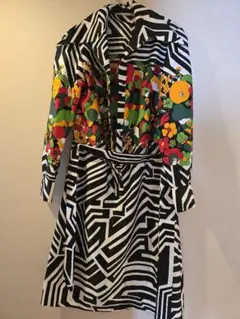 花柄ストライプ長袖ワンピース★ヴィンテージ★レトロポップ