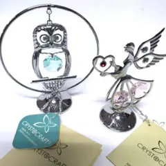 CRYSTAL CRAFT フクロウと天使のオーナメント