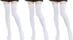 レディース ハイソックス オーバーニーソックス 制服用 長さ70cm丈3足セット