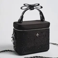 ANDWANG JewelRibbonVanityBag バニティバッグ 黒 andwang Jewel Ribbon Vanity Bag ブラック 黒 - メルカリ
