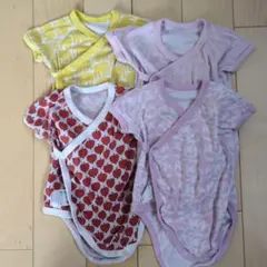 ユニクロ 半袖ボディスーツ 前開き 70cm 4枚セット