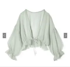 シフォンシアーカーディガン　緑　グレイル